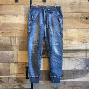 Candice Elastic Waist Grey Denim Knit Skinny Pants